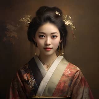 Envision [Japan] as a [Female] individual capturing their essence in a photo-realistic manner Consider the unique features